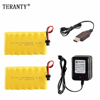 

(SM Plug) Ni-CD 8.4v 700mah Battery + USB Charger For Rc toys Car Tank Train Robot Boats Guns AA 8.4v Rechargeable Battery Pack