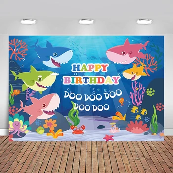 

Background for Photo Studio Seabed Cartoon Shark Birthday Child Photocall Photobooth Decor Studio Custom Shoot Prop