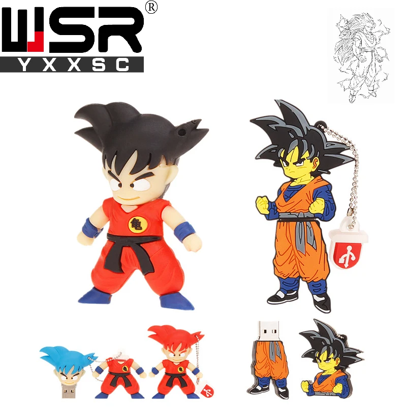 Флеш-накопитель Dragon Ball Wukong usb2.0, 32 ГБ, 64 ГБ, 128 ГБ, креативная флеш-карта usb, 4 ГБ, 8 ГБ, 16 ГБ, милый водонепроницаемый анимационный персонаж, подарок
