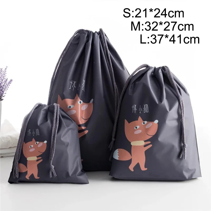 3pcs CHUWUJU Чемодан Обувь Нижнее белье дорожная сумка для хранения мультфильм водонепроницаемый Органайзер одежда упаковка мешок шнурок - Цвет: 3pcs