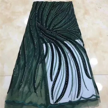 

Very soft green velvet Latest African Cord Lace Fabrics High Quality 2019 Nigerian Lace Fabric For Wedding African Lace Fabric