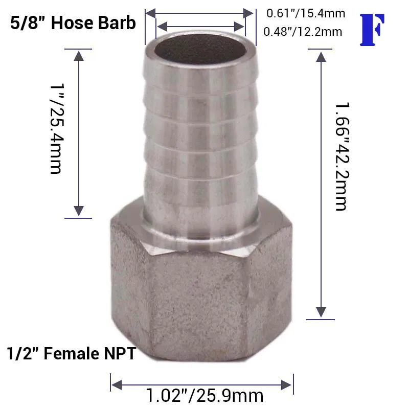 Homebrew пиво 1/" NPT шланг Barb 304 нержавеющая сталь пищевой пивной комплектующие для насоса фитинг