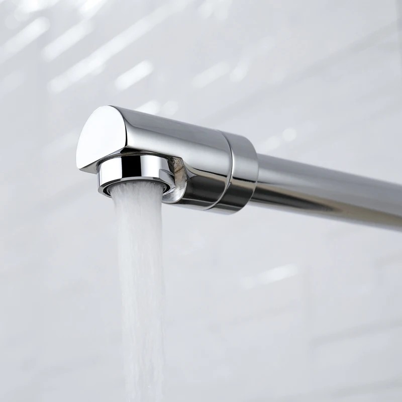 

Wall Mounted Swivel Folding Kitchen Faucet Single Cold 360 Degree Rotating Basin Sink Water Tap Chrome Free Shipping