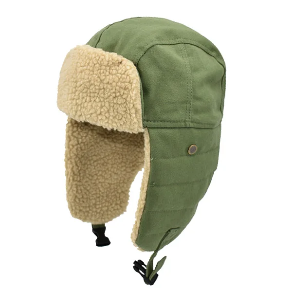 Шапки-бомберы женские зимние уличные утолщенные рукава защита ушей сохранение тепла для верховой езды ветрозащитная шапка-бомбер из хлопка - Цвет: green