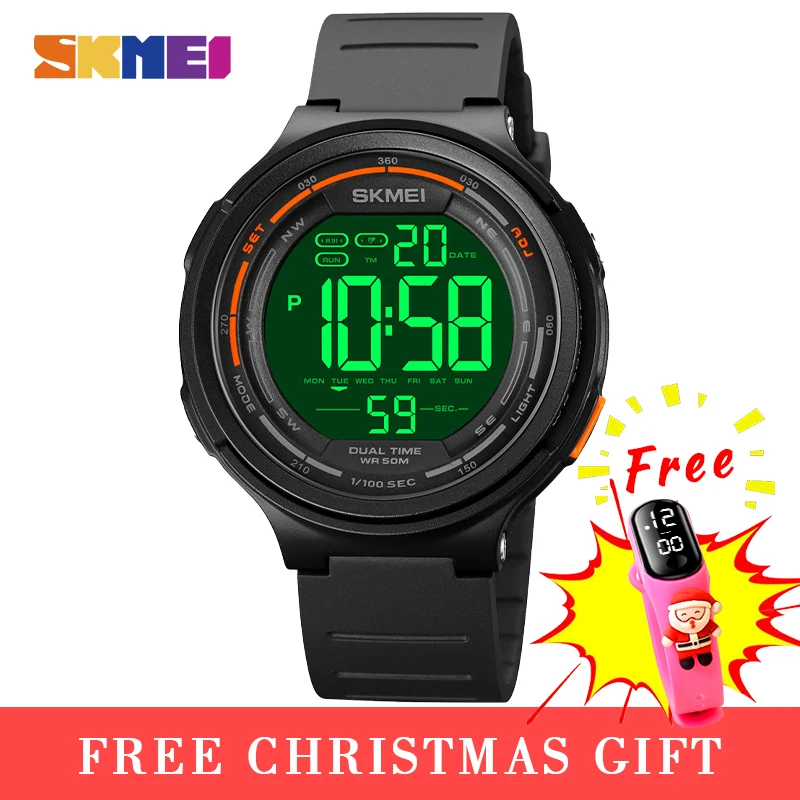  Часы наручные SKMEI мужские с секундомером, спортивные цифровые водонепроницаемые светодиодные, в стиле милитари, 5 бар, 1841 