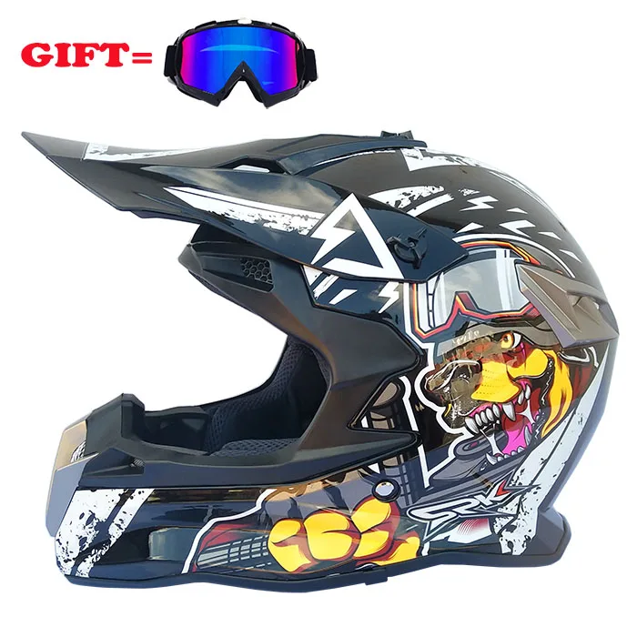 Motorcycle cross helmet for motorcycle helmet down MTB DH off road motorcycle cross racing helmet point with goggles - Цвет: 9