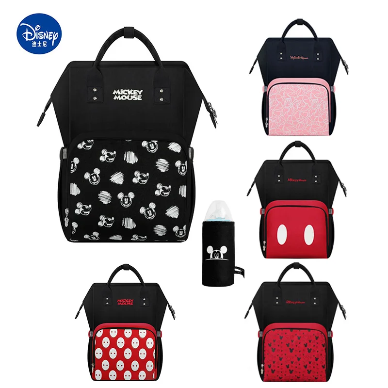

Disney Diaper Bag USB Backpack Bottle Insulation Bags Minnie Mickey Big Capacity Travel Oxford Feeding Baby Care Mummy Nappy Bag