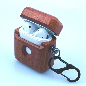 

Bitingly Wooden Charging Box Case For Airpods 2 1 Case Wireless Bluetooth Headset Case For Airpods Cover Wood with Hook Strap