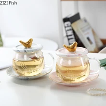 1 шт. 280 мл чашка из боросиликатного стекла чашка с крышкой Высококачественная стеклянная чашка чайная кружка чашка с ручкой питьевая стеклянная чайная чашка