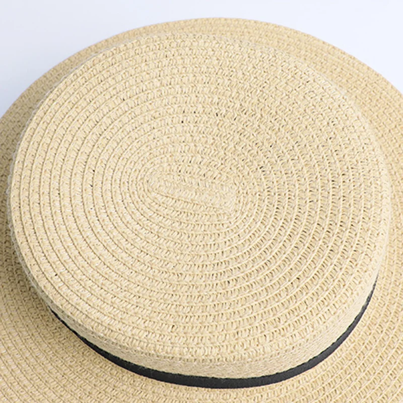Parent-child Sun Flat Straw Hat Boater Hat Girls Bow Summer Hats Women kid Beach sun hat sun protection hat