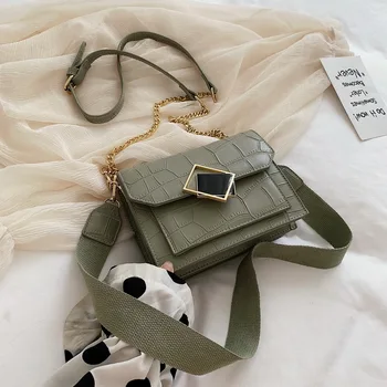 

Elegant Female Crocodile pattern Square bag 2019 New High Quality Leather Women's Designer Handbag Chain Shoulder Messenger Bags