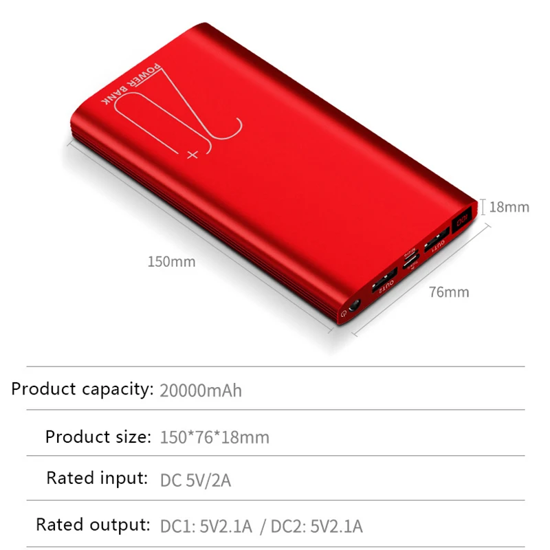 Зарядное устройство, внешний аккумулятор, зарядка, внешний аккумулятор 20000 мА/ч, портативный внешний аккумулятор для смарт-мобильного, компактное портативное зарядное устройство для телефона, для xiaomi Iphone