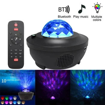

Colorful Starry Sky Projector Blueteeth USB Voice Control Music Player LED Night Light USB Charging Projection Lamp Kids Gift