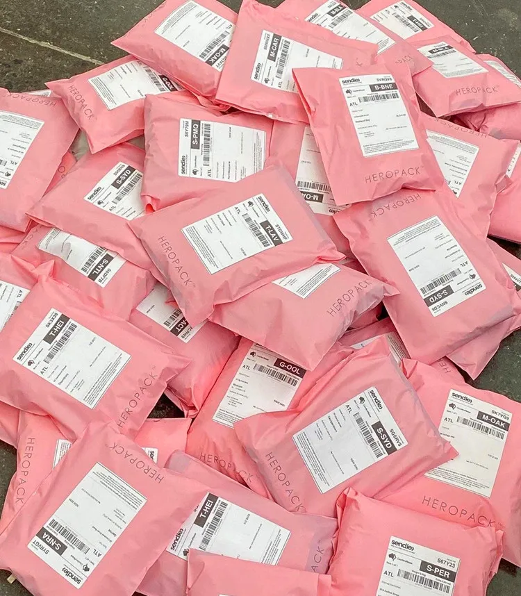 Light Pink Poly Mailer Adhesive Envelope Bag DIY Plastic Mailing Clothing Dress Gift Box Underwear Toys Shoes Packaging Pouches 6