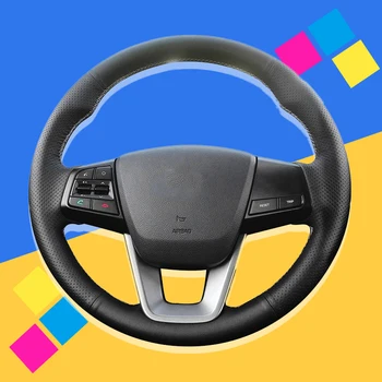

Auto Braid On The Steering Wheel Cover for Hyundai ix25 2014-2016 Creta 2016 2017 Interior Accessories DIY Car Cover Car-styling