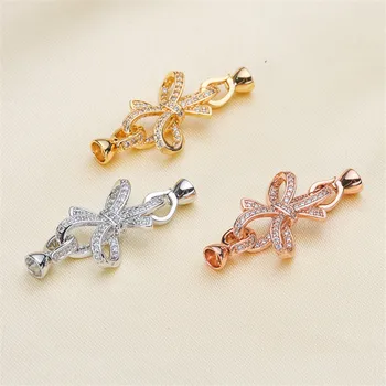 

DIY Necklace Bracelet Connectors Clasp 18K Gold Plating Copper Cubic Zirconia Clasps For Jewelry Making Fastening Accessories