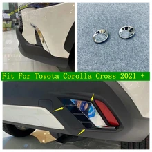 

Chrome Accessories Exterior Front Head Light Ring & Rear Fog Lamps Eyelid Eyebrow Strip Cover Trim For Toyota Corolla Cross 2021