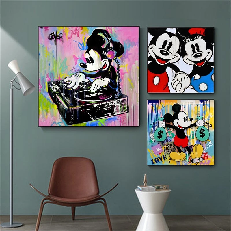 in de buurt rijkdom Ontwikkelen Disney Mickey Mouse Canvas Schilderijen Posters En Mickey Minnie Mouse  Prints Wall Art Foto 'S Voor Woonkamer Home Decoratie|Schilderij &  Schoonschrift| - AliExpress