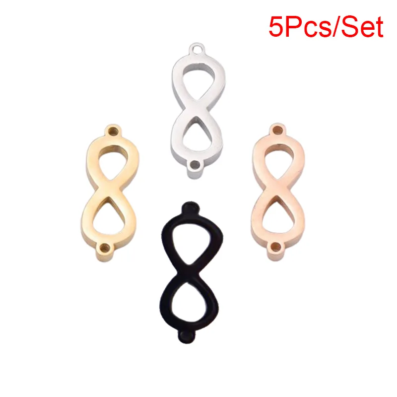 

5Pcs/Set Infinite Symbol Connector Charms Stainless Steel Mirror Polished Pendant DIY Necklace Bracelet Jewelry Making Craft