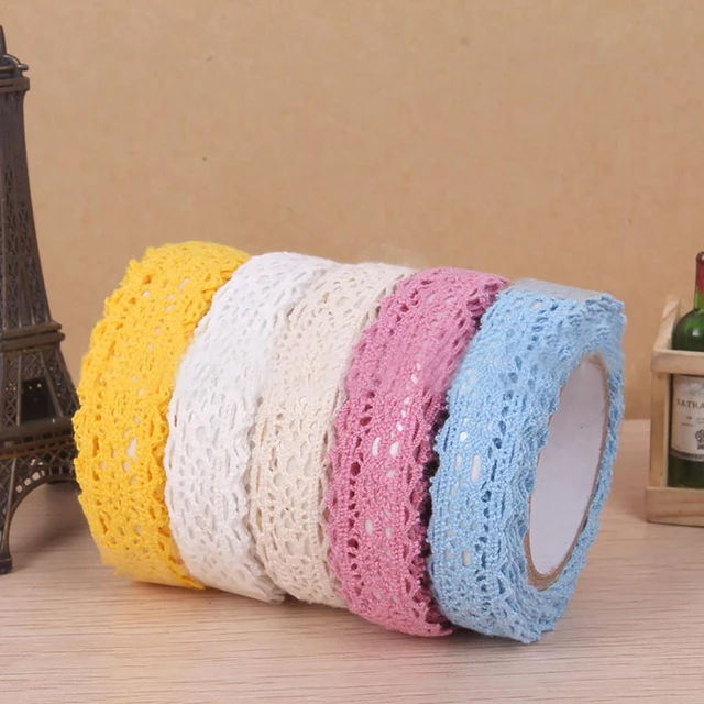 2Yard/roll 1.6CM Lace Tape Self Adhesive Decoration Tapes DIY  Embellishments For Kids Scrapbooking Handmade