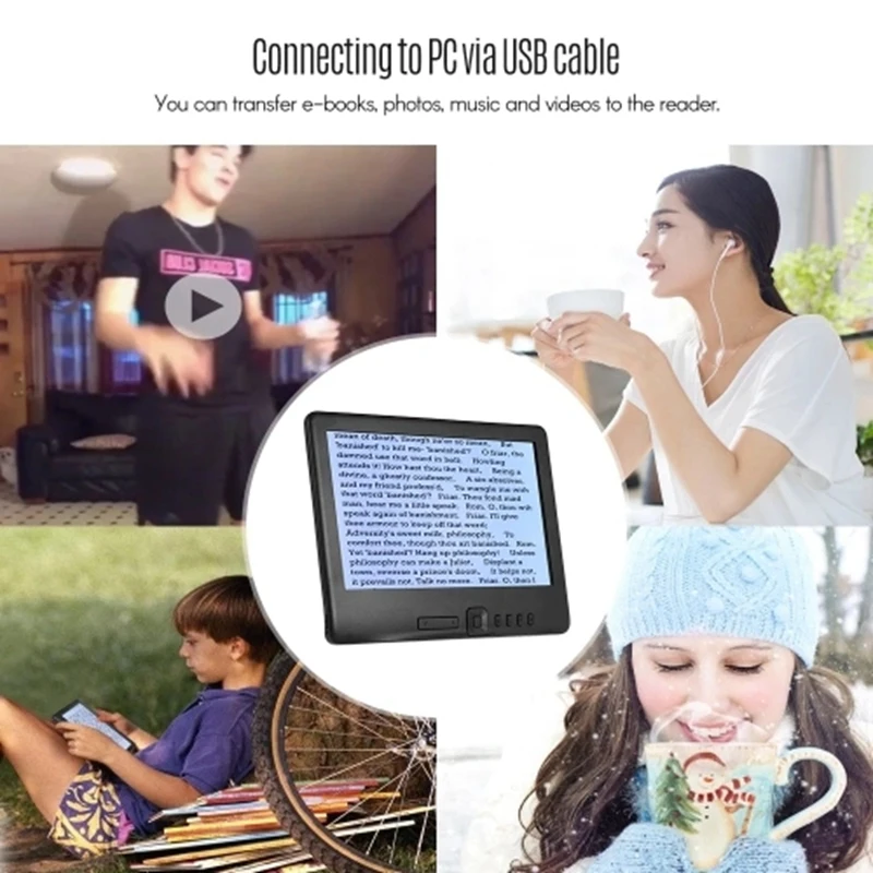 Portable 7 Inch 800 x 480P E Reader Color Sn Glare Free Built In 4GB Memory Storage Backlight Battery Support Photo Viewing 