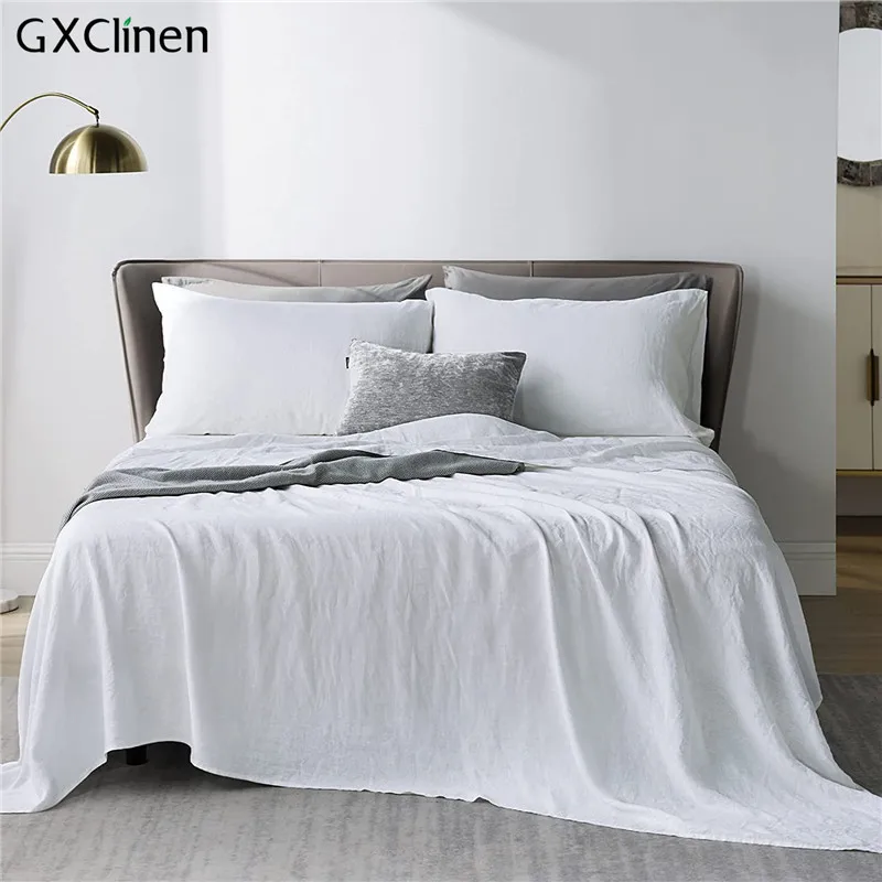 4pcs Natural Linen Sheets Set 100 French Flax Beddind Set Soft Bed