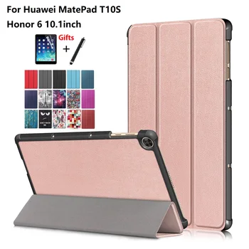 

Slim Folio Tablet Case for Huawei MatePad T10S Honor 6 10.1'' Folding Stand Smart Shell for AGS3-AL09HN AGS3-W09HN+Film+ Pen