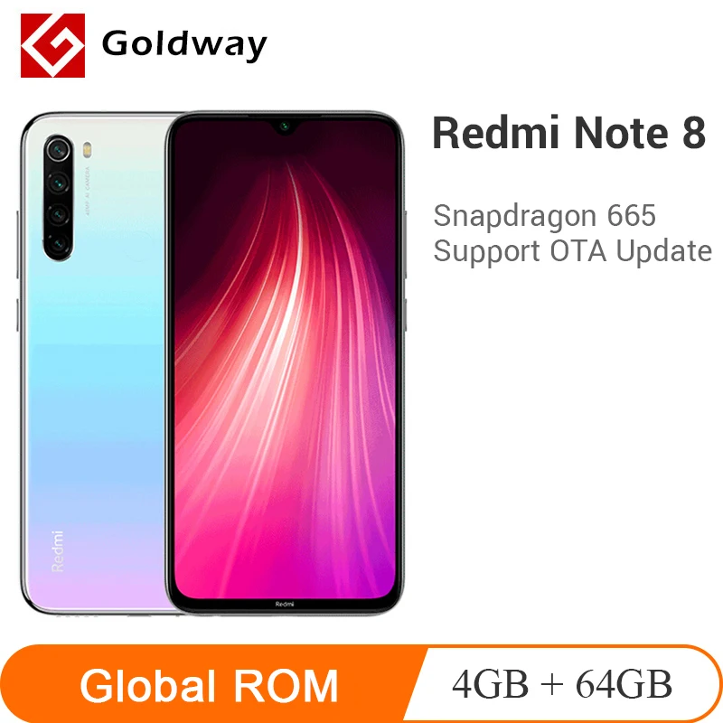 Глобальная прошивка Xiaomi Redmi Примечание 8 4 Гб 64 мобильный телефон Snapdragon 665 Octa Core 48MP