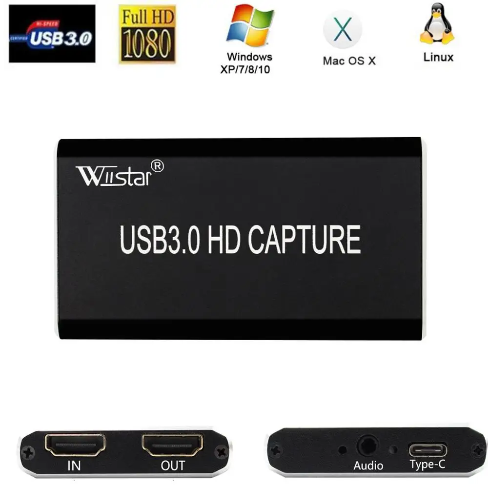 HDMI к USB-C USB 3,0 TYPE-C HDMI Карта видеозахвата для игры потокового прямого вещания