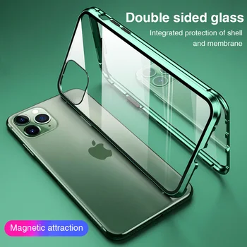 

Magnetic Adsorption Glass Case for iPhone SE 2020 6S 6 Plus 7 8 Metal Magnet Protective Cover for iPhone 11 Pro XR XS Max Cases