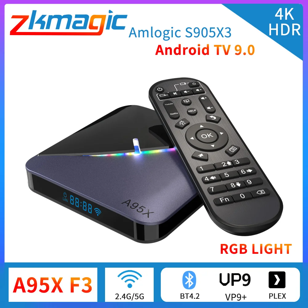 A95X F3 Android 9 0 ТВ Box RGB светодиодный светильник Смарт коробка 4 Гб 64 оперативной