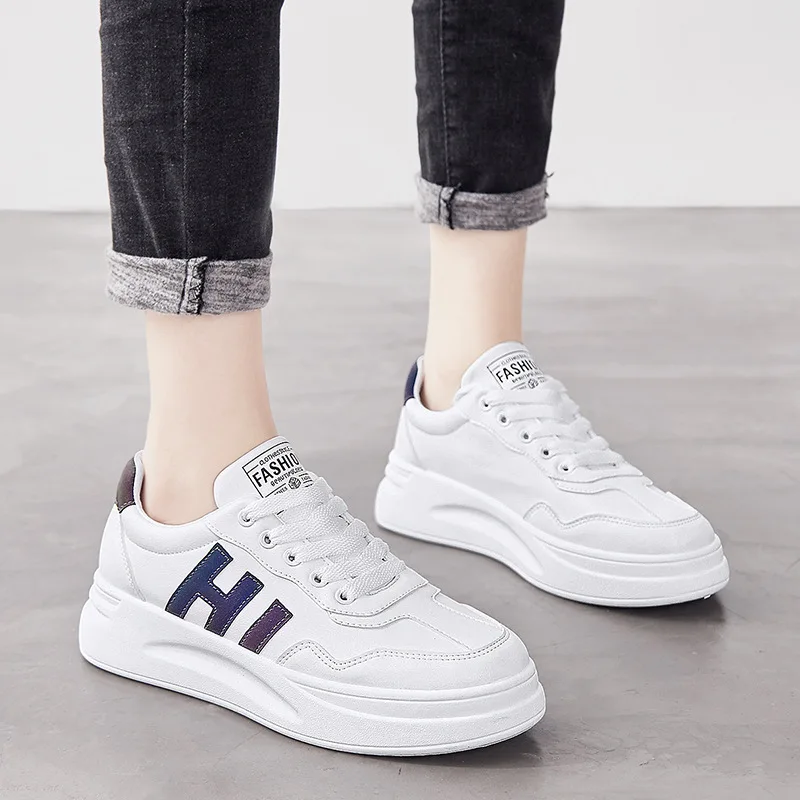 

Online Celebrity-WOMEN'S Shoes 2019 Autumn Girl'S White Shoes Cool Reflective Casual Trendy Shoes Versatile Platform Sneakers