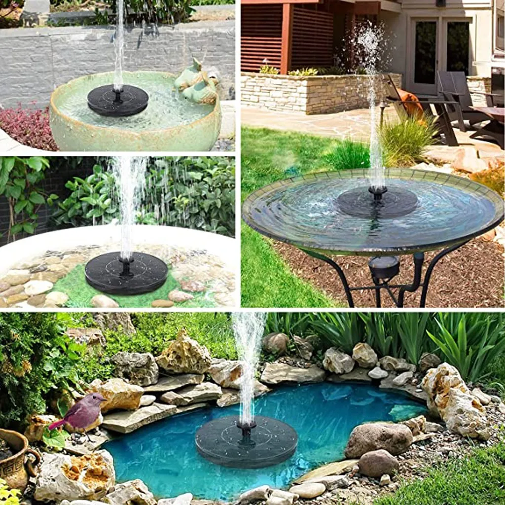 

2PC solar fountain New Outdoor Solar Powered Bird Bath Water Pump For Pool Garden Aquarium with 8PC Nozzles 2PC Nozzle Connector