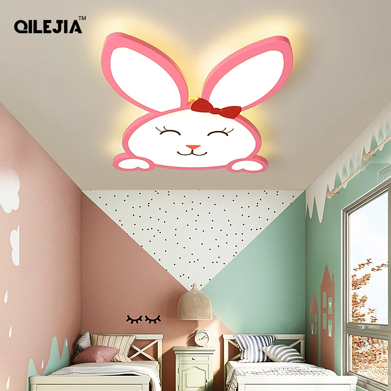 

Ceiling Lights Pink Rabbit LED Ceiling Light For Bedroom Kids Luminaire creative Lighting Fixture AC85-265V