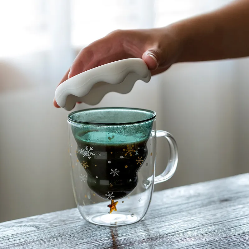 

Creative 3D Transparent Double Anti-Scalding Glass Christmas Tree Star Cup Coffee Cup Milk Juice Cup Children's Christmas Gift