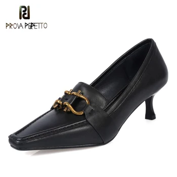 

Handmade leather shoes with metal buckle in spring of2020the new little square cat with restoring ancient ways for women's shoes