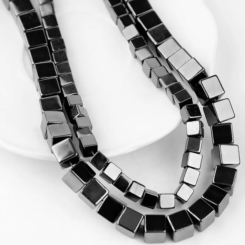 Natural Beads Black Hematite Cube Beads For Jewelry Making 15