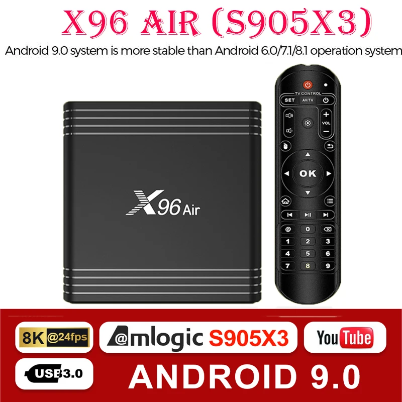 ТВ-приставка Amlogic S905X3 X96 воздушная приставка 8K Bluetooth 2,4 и 5G WiFi HDMI 2,1 Поддержка YouTube Netflix медиаплеер android tv box
