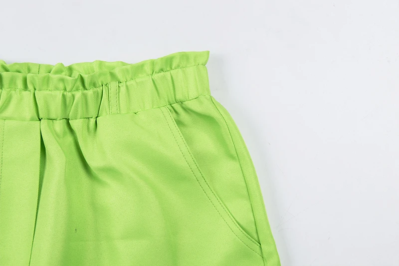 Chicology Уличная Повседневная неоновая зеленая брюки с высокой талией с длинным дном Осень Зима сексуальная женская одежда женские брюки