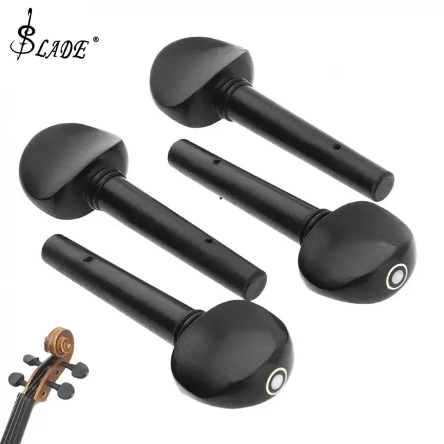 4pcs/lot 3/4 ; 4/4 Ebony Violin Tuning Pegs Inlay Shell with Open Hole for Violin Musical Instrument Accessories