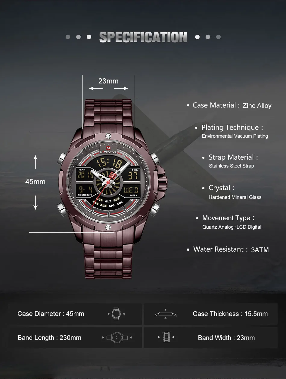Curren Men Watch Digital and Analog Luxury Relogio Masculino Wrist Watches Men Top Brand Waterproof Men's Wrist Watches