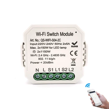 

Mini Circuit Breakers 220-240V WIFI Intelligent Light Switch DIY Breaker Module APP Remote Control 2 Gang 2 Way Moulded Case