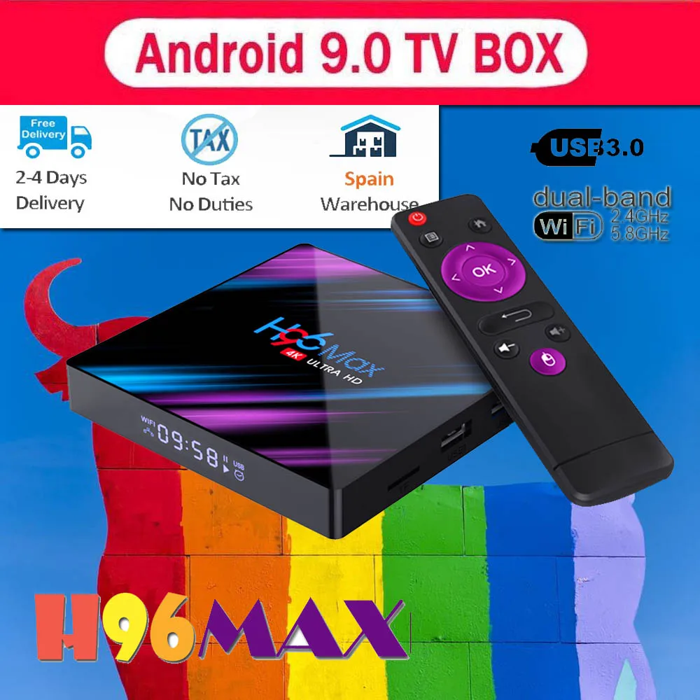 

H96 MAX RK3318 Android TV BOX Android 9.0 Smart TV cajas 4GB RAM 32G/64G ROM Google Voice Assistant Play Store Netflix Youtube