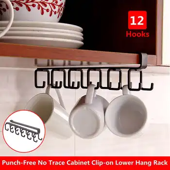 

Kitchen Storage Rack 12 Hooks Cupboard Hanging Hook Shelf Cup Dish Hanger Chest Storage Shelf Bathroom Holder Organizer Hooks