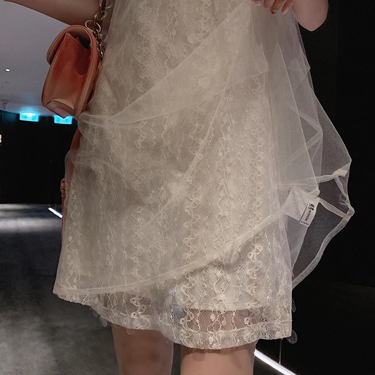Mishow, летние новые женские вечерние платья с короткими рукавами, винтажные платья для девочек, Сетчатое кружевное платье с блестками MX19B1953