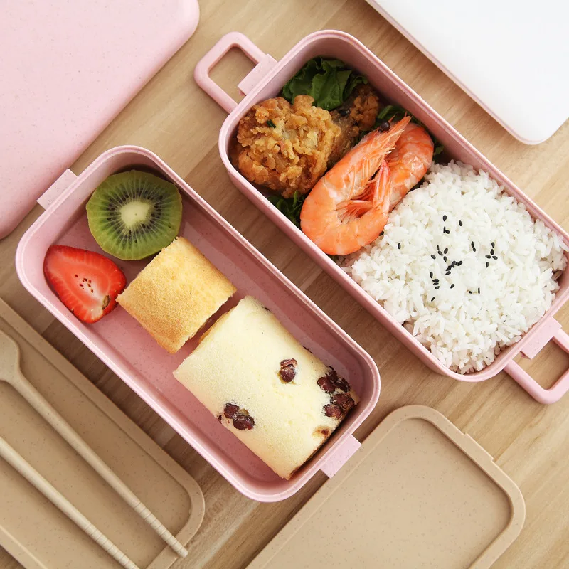 

Plastic Lunch Box Eco-friendly Rectangle High Capacity Leakproof Microwave Heated Bento Box Kid Food Container