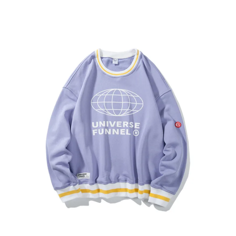 

2019 Autumn And Winter Men's New Casual Solid Color Letter Printing Round Neck Hoodies Loose Temperament Trend Cotton