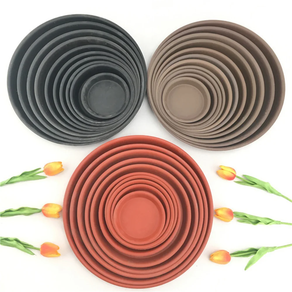 10pcs Plastic Flowerpot Drip Tray Plant Pot Saucer for Fleshiness Planter Garden Balcony(Brown 18cm in a diameter) | Дом и сад