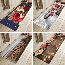 Christmas Flannel Carpet Santa Claus Rugs Anti-slip Kitchen Room Xmas Floor Mat