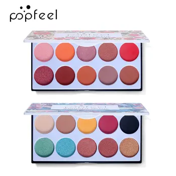 

POPFEEL 10 Color Smokey Eye Makeup Eyeshadow Makeup Pallete Eye Shadow Nude Powder+Glitter Face Blush Pallete Lasting Makeup Set